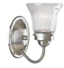 Progress Lighting P3287-09 Brushed Nickel 1 Light Wall Sconce, Fluted Glass