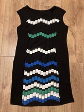 M & Co Dress Black Knee Length Bodycon Size UK 20 Geometric Pattern Stretch