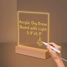 Gifts for Women Men Girls-Personalized DIY Night Light Message Board with Erasab