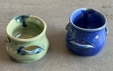 Studio Art Pottery Nicole Lyster NL Ceramic Fish Pots Signed Artisan UK Made