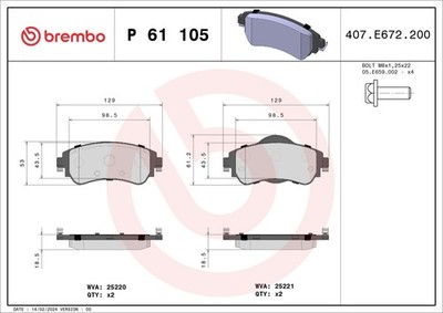 BREMBO Bremsbelagsatz Scheibenbremse PRIME P 61 105 für C4 CITROËN DS4 2 THP 110