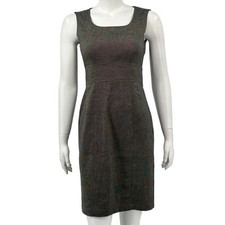 Nanette Lepore Dress Womens 2 Taupe Gray Sleeveless Sheath Wool Stretch Office