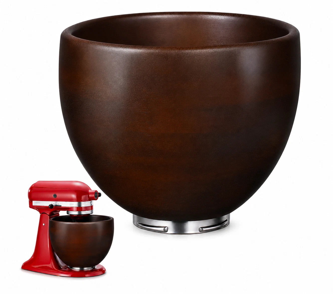 Walnut Wood Mixing Bowl, 5 Qt, Compatible w/ Select KitchenAid Mixers
