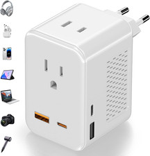 220V to 110V Voltage Converter US to Europe, Travel Adapter Plug Converter for E