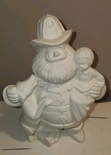Ceramiczny bisque~~~ Gotowy do malowania~Gare~~ Strażak Święty Mikołaj 