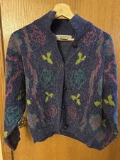 Vintage 1980's Europrep Patterned Collared Cardigan Sweater / Floral / Medium