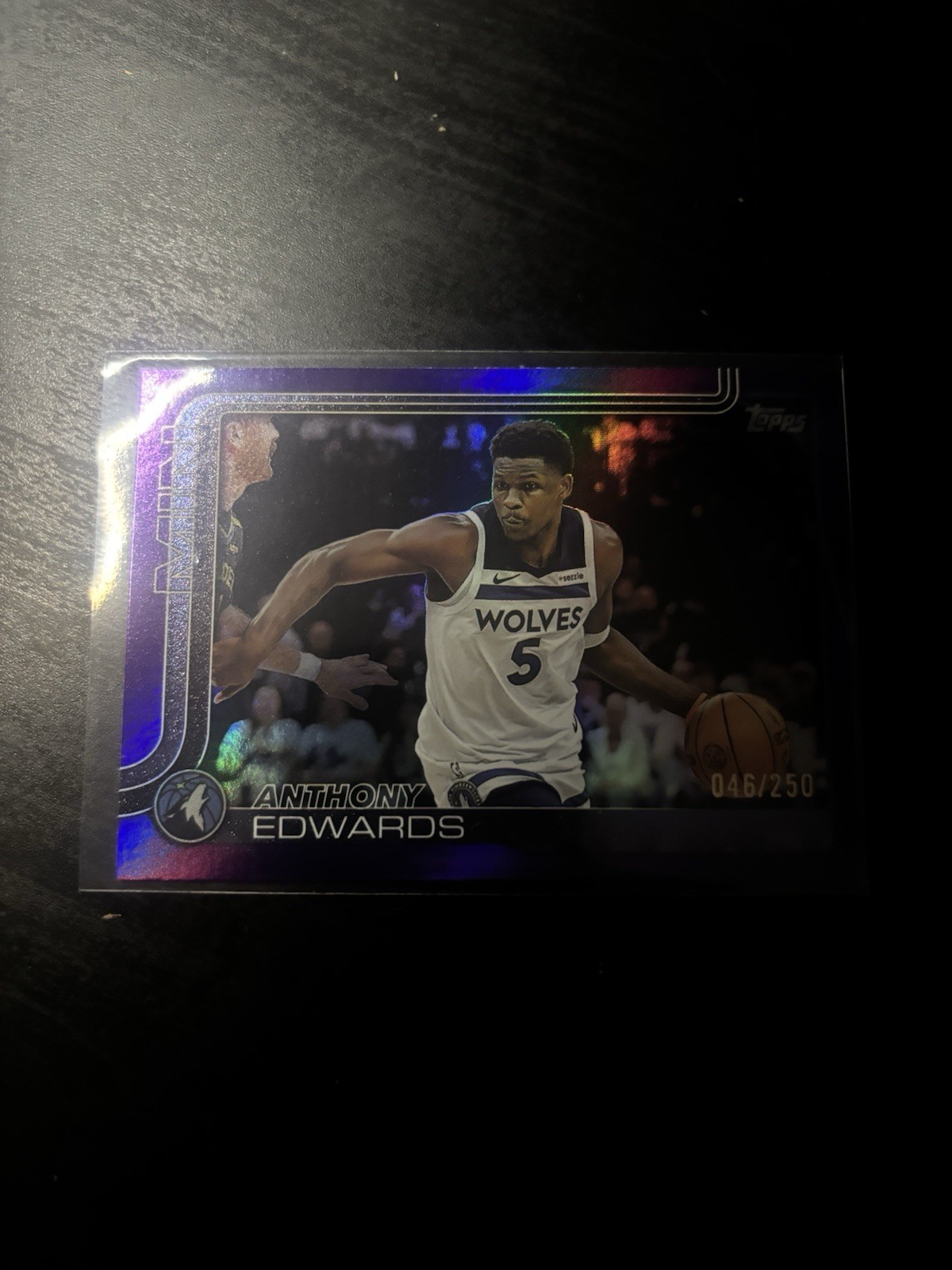 2025 NBA Topps Anthony Edwards #108 Purple Foil #046/250 Timberwolves