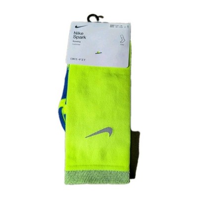 1 Pair NIKE Spark Cushioned Crew Running Socks Neon Yellow Lg 10-11.5