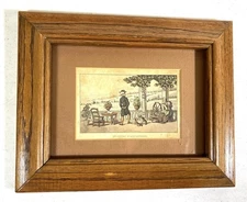 MINI Framed "Dr Syntax Soliloquizing" Hand Tinted 1820 Etching by T. Rowlandson