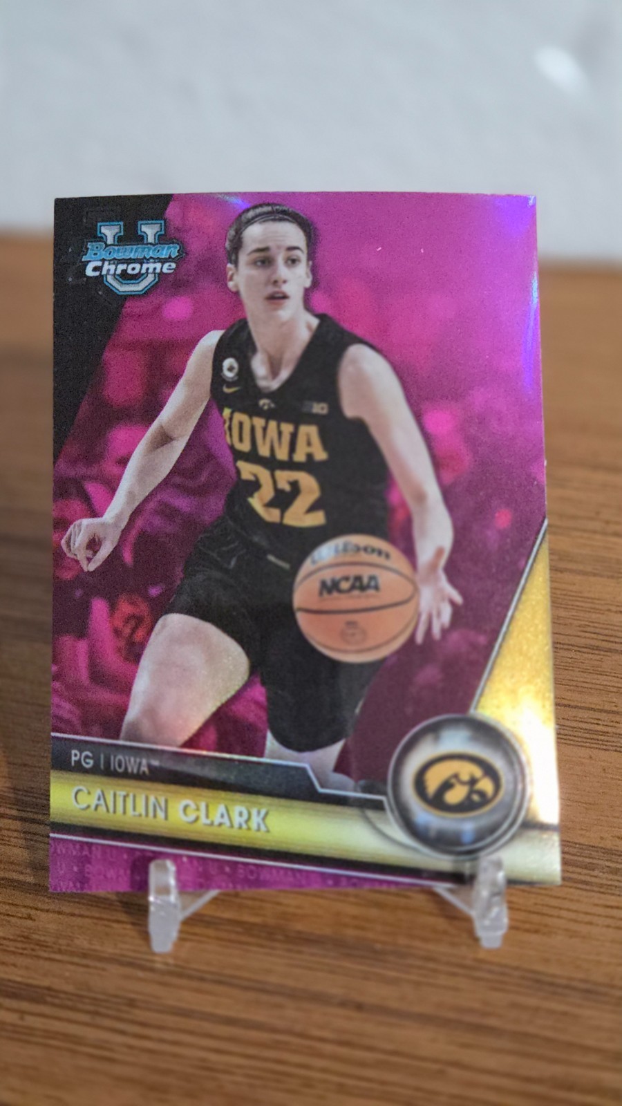 2023-24 Bowman University Chrome Caitlin Clark #34 Pink Refractor (RC)