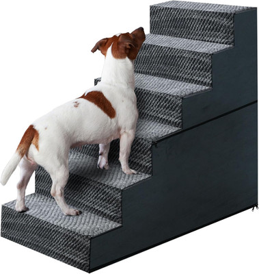 28'' H 6-Step Dog Stairs for Small Dogs & Cats - Non-Slip, Washable Cover