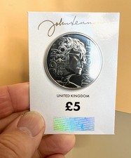 2025 John Lennon Certified UK £5 Brilliant Uncirculated Coin in Themed Card.
