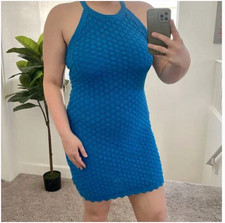 ⭐️ Sleeveless Halter Crochet Knit Hippie Boho Bohemian Vaca Vacation Midi Dress