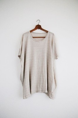 Veritecoeur Square Tunic Linen 100% Sand Color F Size New