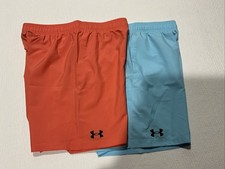 NWT Under Armour Boys Tech Woven Shorts Size YXL Lightweight Loose Blue/Orange