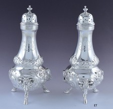 Fab Pair Durgin Sterling Silver Ram's Head Hoof Foot Salt / Pepper Shakers