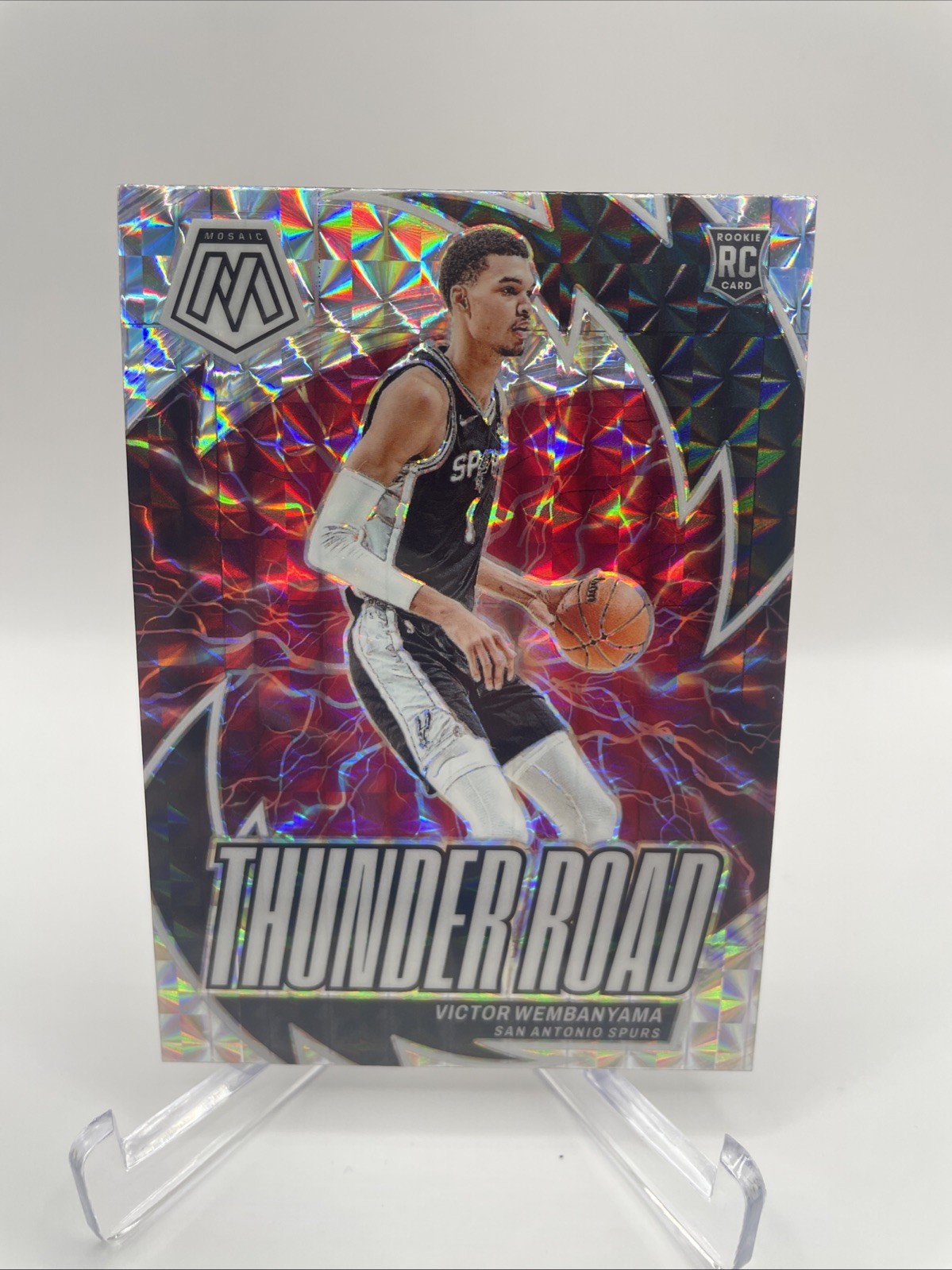2023-24 Mosaic Victor Wembanyama Thunder Road Mosaic Prizm Rookie RC #8 Spurs