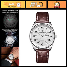 Men's 40mm Quartz Watch - Minimalist Analog, Luminous Hands, Waterproof, Leather