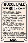 Bocce Ball Rules Vintage Tin Metal Signs Home Décor 8x12 Scoring Rules Poster Wa