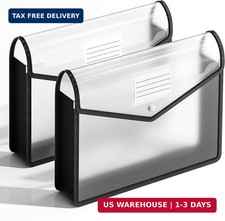 2 Pack Plastic Expanding File Folder, Fit Letter/A4 Size, Black  Transparent En