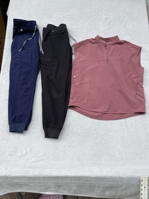Lot Of 3 FIGS Tech Coll Women's Scrubs Pants / Top Medical Multicolor Sz M