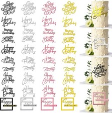 40 PCS Happy Birthday Cake Toppers Mirror Acrylic Toppers with 10 Styles 4 Co...