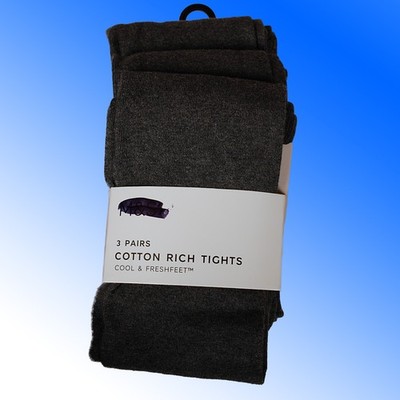 Mädchen M&S FreshFeet  2 x 3er Pack grau Schulstrumpfhosen grau