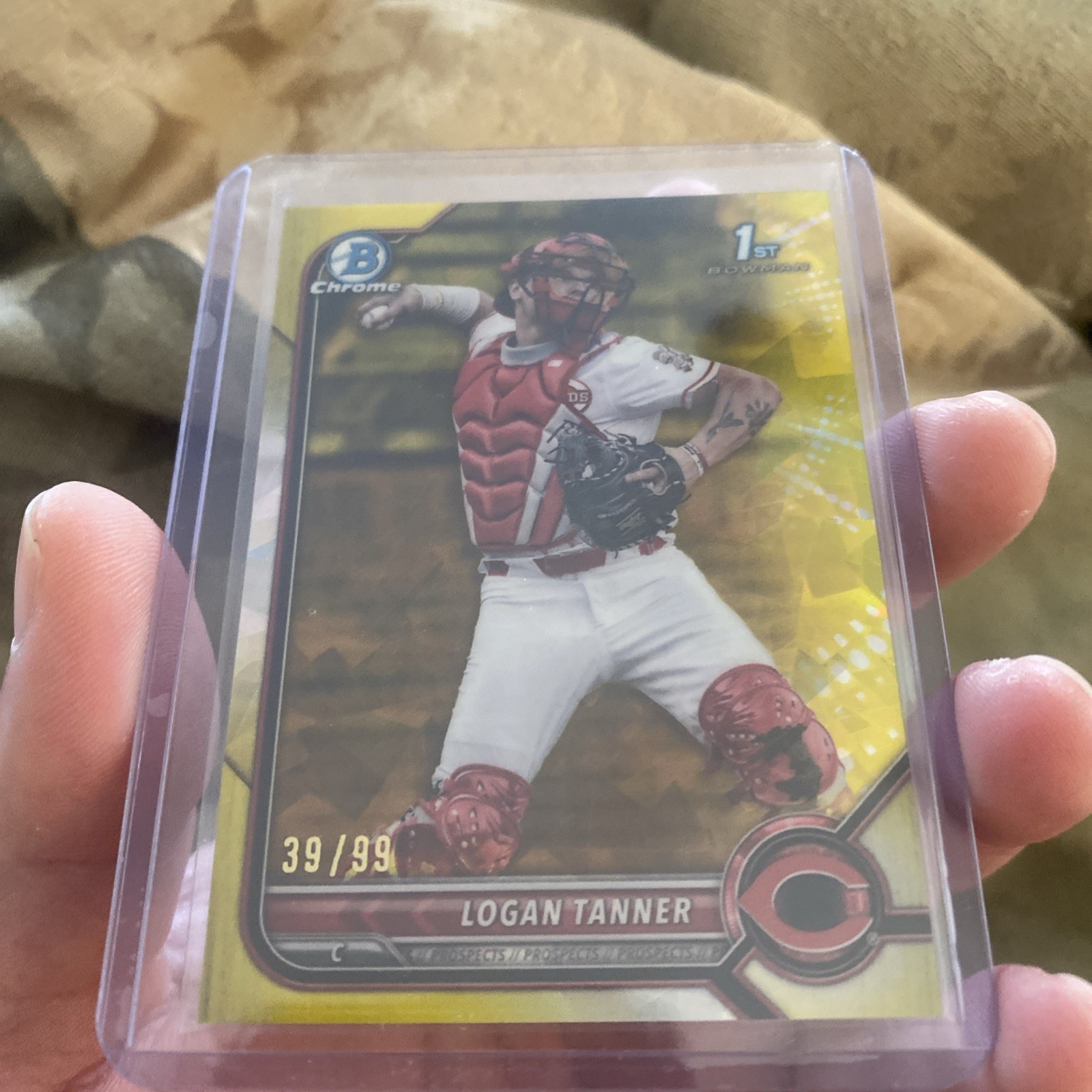 2022 Bowman Draft Sapphire Yellow Refractor Logan Tanner #BDC-55 Reds /99
