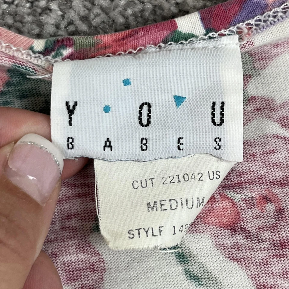 Romper Feminino Vintage YOU BABES Médio Anos 80 Anos 90 Floral Bolsos Sem Mangas Feito nos EUA - Imagem 3 de 4
