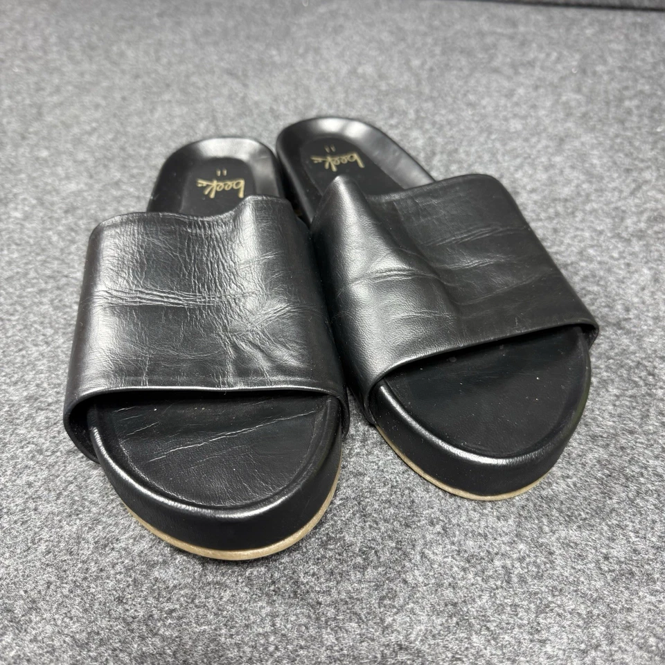 Beek Gallito Leather Slide Sandals Black 11  Platform Slip On Shoes - Image 2 of 4