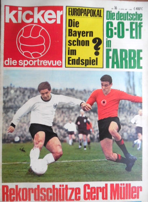 KICKER 16- 17.4. 1967 Gerd Müller BRD Bayern-Lüttich 2:0 Braunschweig-Bayern 5:2