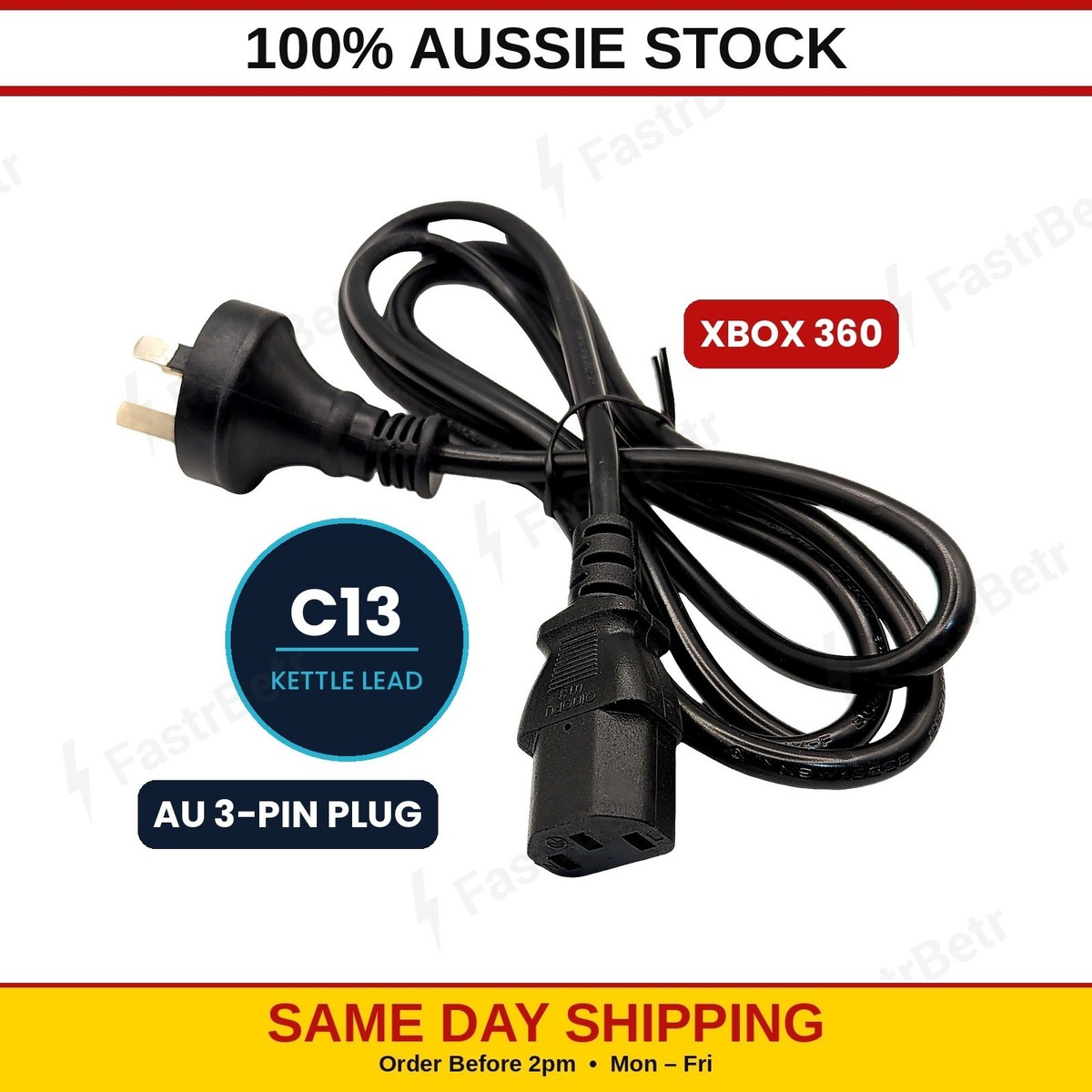 Xbox 360 Power Brick IEC AU Mains Power Cable | Fat Slim 360E 1.8m