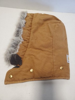 Vintage Carhartt 968QH Brown Faux Fur Quilt Snap Hood Duck Canvas Made USA