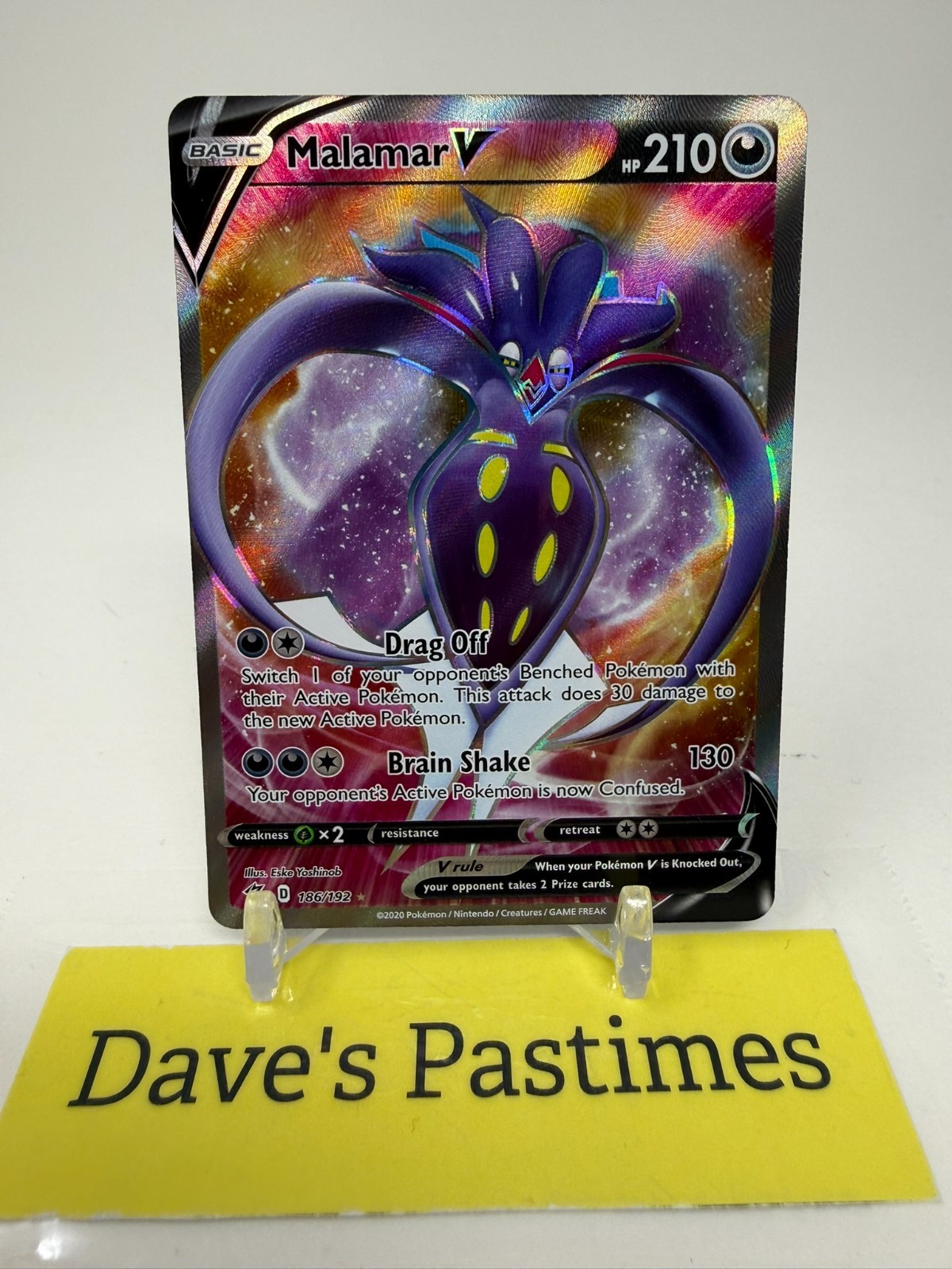 Malamar V (Full Art) Holo Ultra Rare Pokemon SWSH02: Rebel Clash 186/192 NM P3