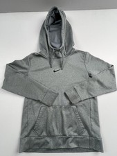 Nike Hoodie Sweatshirt Mens Small Gray Pullover Fleece Kangaroo Pocket Swoosh