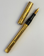 WATERMAN 554 FOUNTAIN PEN 1920s, SOLID 14K GOLD, HAND ENGRAVED VINE