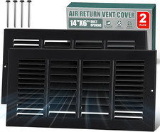 14X6 Air Return Vent Cover, Black Heavy-Duty Steel Return Air Grille,2-Pack
