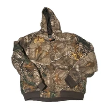 Game Winner Mens Camo Jacket Size Large Real Tree Insulated Hooded Hunting 