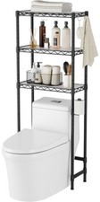 Over The Toilet Storage Shelf 3 Tier Organizer Adjustable Basket Black Stand