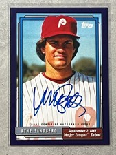 2022 Topps Archives Ryne Sandberg MLB Debut Purple Auto /150 #72DB-RS Phillies