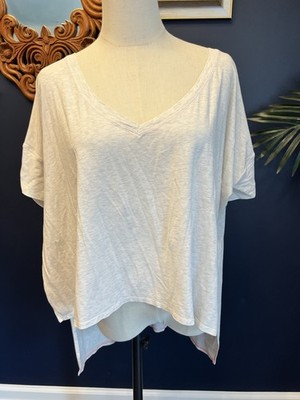 Lululemon Heathered White My Mantra V Neck High Low Short Sleeve Tshirt Size 6