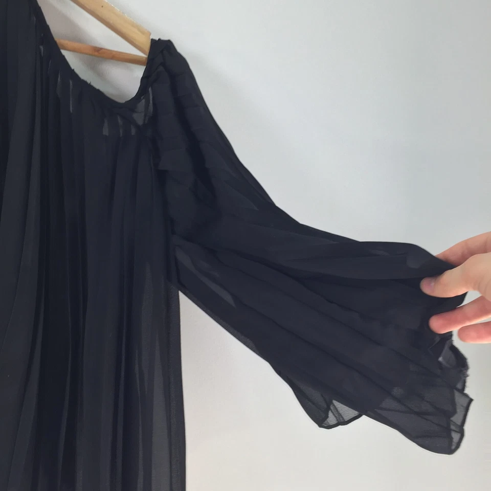 Walter baker blouse womens size S black sheer long sleeve cold shoulder 099038 - image 3 of 4