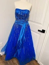 Aspeed Prom Dress Ball Gown Tulle Lace Princess Quinceañera Dress Blue Large