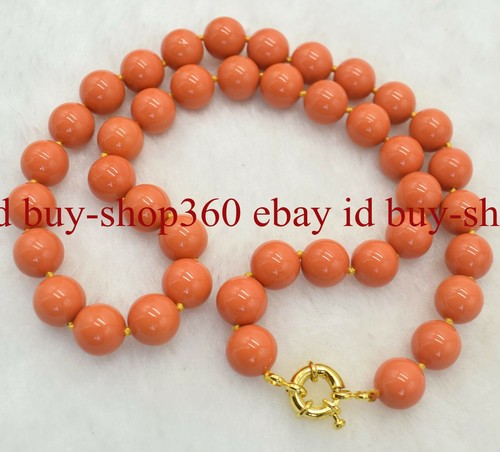 Natural 8/10/12mm Pink Shell Pearl Round Beads Necklace 18" - 第 5/12 張圖片