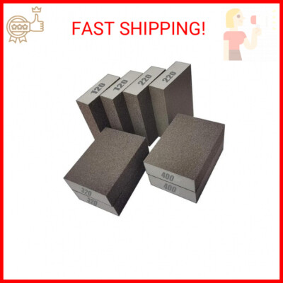 8 PCS Sanding Sponge Assortment, 2 PCS Each of 120 220 320 400 Grit -Coarse Medi