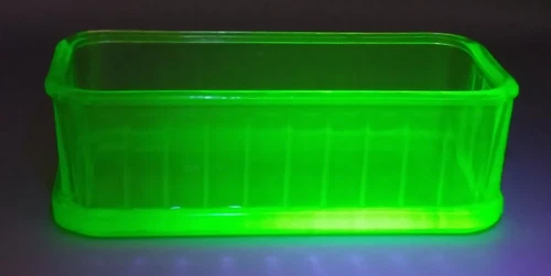 Vintage Uranium Depression  Glass 8" x 4" Refrigerator Box No Lid