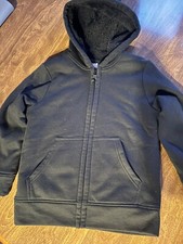 Boys Black Hooded Sweatshirt Front ZIP Size 8 Wonder Years Preowned