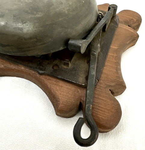 Antique 5 7/8” Mechanical BOXING RING BRASS BELL on Wood Frame Fire Alarm School - Picture 3 of 16
