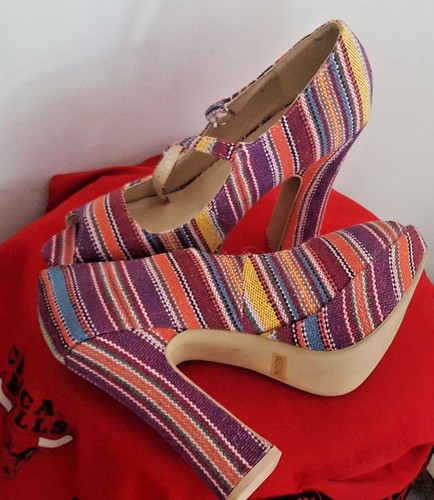 COSTUME accessories shoes PINSTRIPED MULTI COLORED SZ 8.5 GRET 4 70'S COSTUMES - Picture 3 of 8
