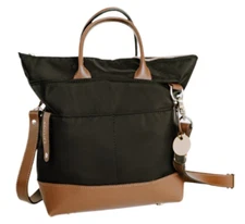 R.Riveter Otto Canvas & Leather Tote, Crossbody Bag w/ Guitar Strap 834542 Black